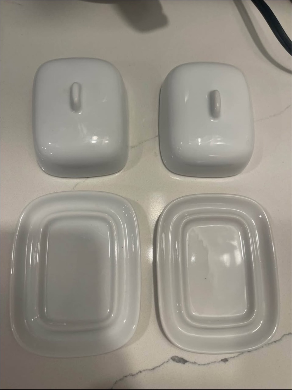 2 Vintage White Butter Dish - Picture 5 of 7